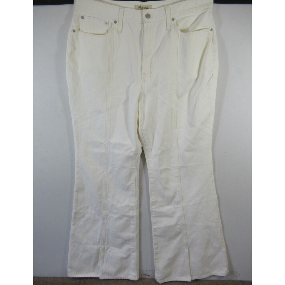 Madewell Baggy Flare Jeans Women 33 White High Rise Waist Cotton ni960